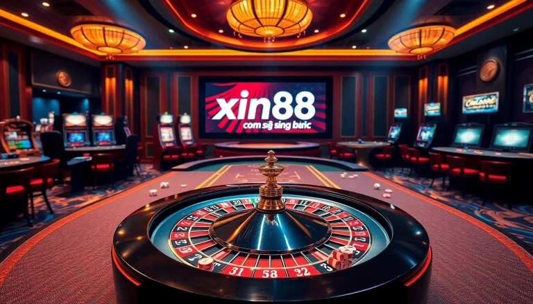 Experience the thrill of xin88 com sòng bạc with players enjoying a luxurious casino atmosphere.