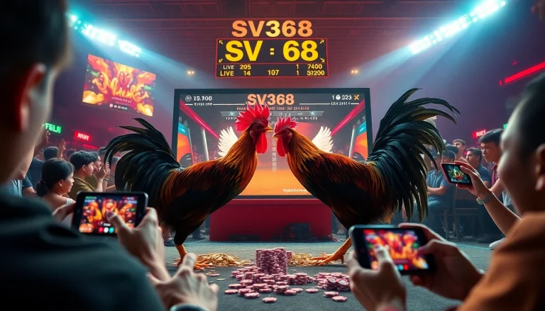 Experience live cockfighting excitement on sv368win.live, showcasing a vibrant digital betting environment.