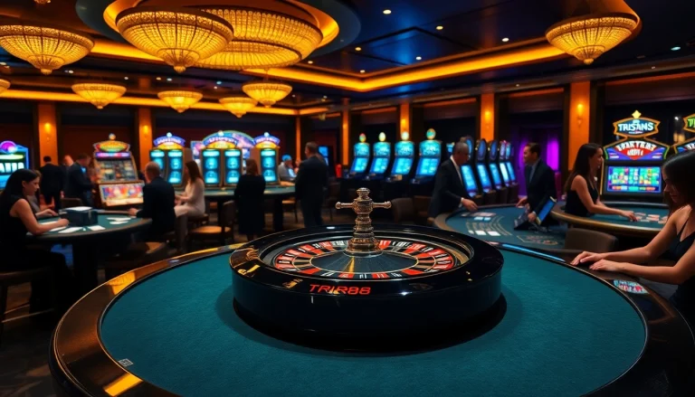 Exciting gambling scene with TR88 on display at a luxurious casino.