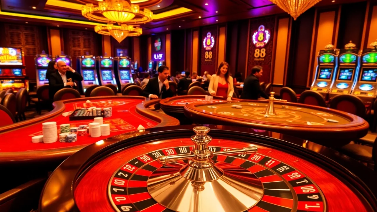 Experience thrilling gameplay at TG 88 casino featuring vibrant tables and slot machines.
