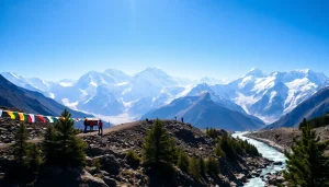 Everest base camp trek packages showcasing trekkers on a stunning Himalayan trail.