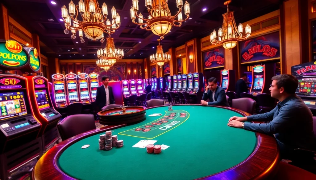 Engage in thrilling gameplay at KP 88 casino table with vibrant slot machines.
