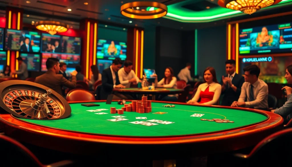 Experience the thrill of I9BET with vibrant casino action, poker chips, and roulette excitement.