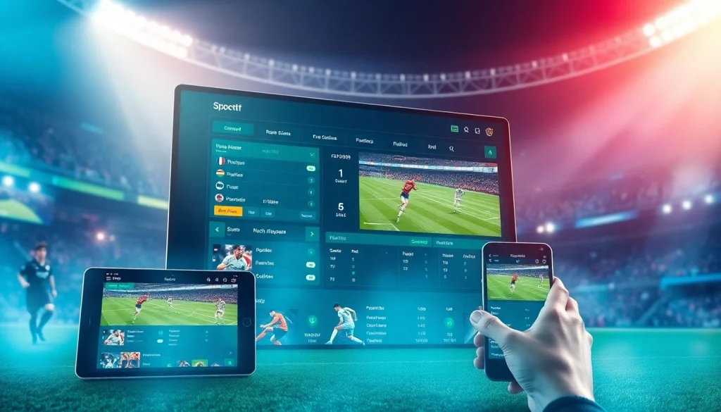 Experience live football streaming through joemadfan.com with a sleek, vibrant interface highlighting real-time match scores.