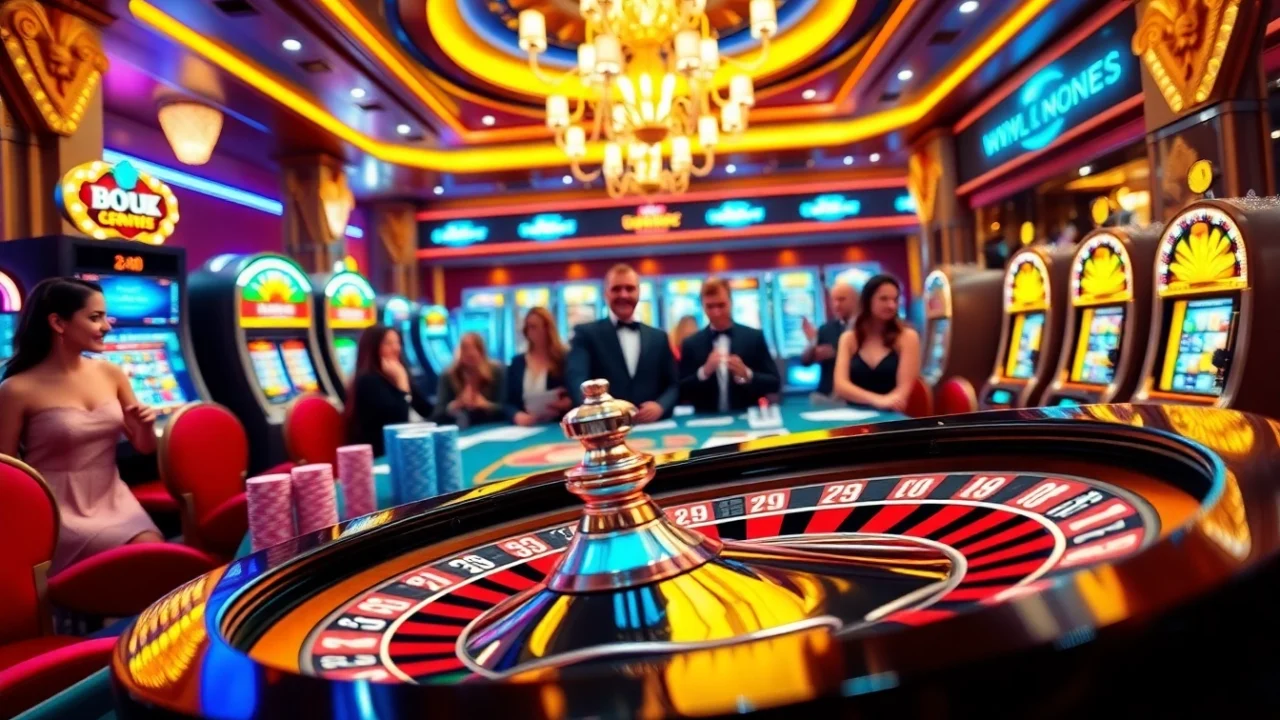 Excited players at a stylish casino table embrace the thrill of https://www.6l777.vip/ with poker chips and cards.