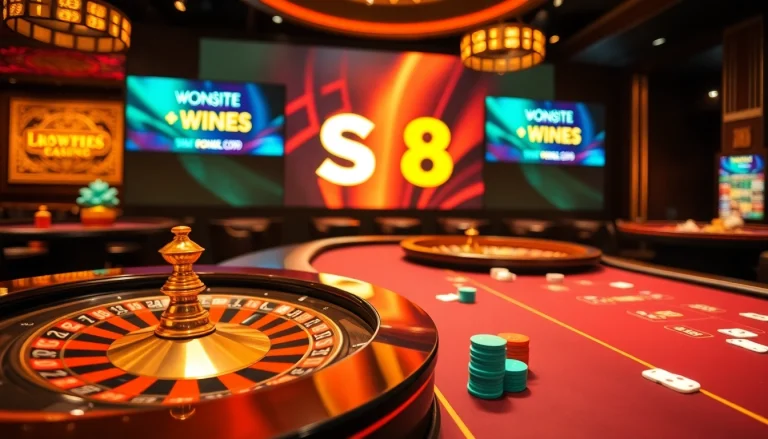 S8 casino scene featuring a winning player at a roulette wheel and poker table.