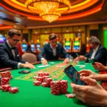 EEJL gamblers enjoying their luck at a stylish casino table with vibrant chips and cards.