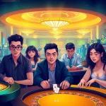 Experience the thrill of Nhà cái OKFUN with lively gaming scenes featuring diverse players and exciting casino activities.