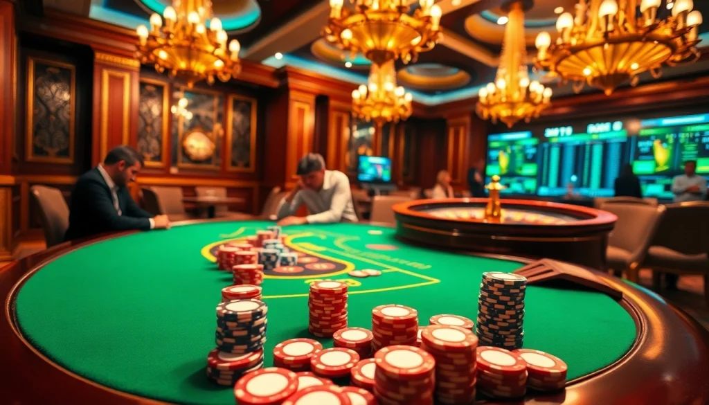 Experience high-stakes excitement at the dh88 bet table with colorful poker chips and intense players.