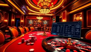 Engaging scene of players enjoying a thrilling game at XX88 casino, highlighting excitement and luxury.