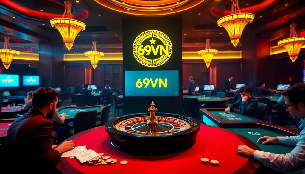 Experience high-stakes gaming at 69VN with vibrant roulette and engaging casino tables.