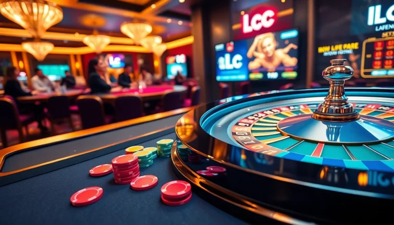 Experience thrilling gameplay at Lc 88's upscale casino table, featuring vibrant chips and action-packed moments.