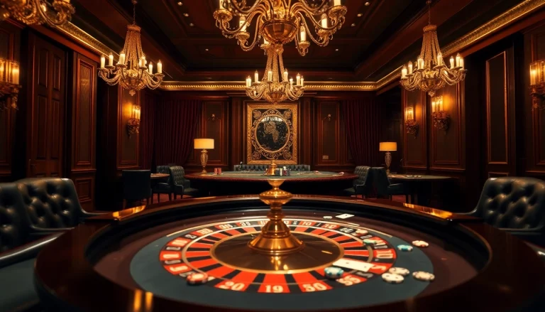 Players enjoying high-stakes gaming at https://jun88pl.com/, featuring vibrant poker chips and a roulette wheel.