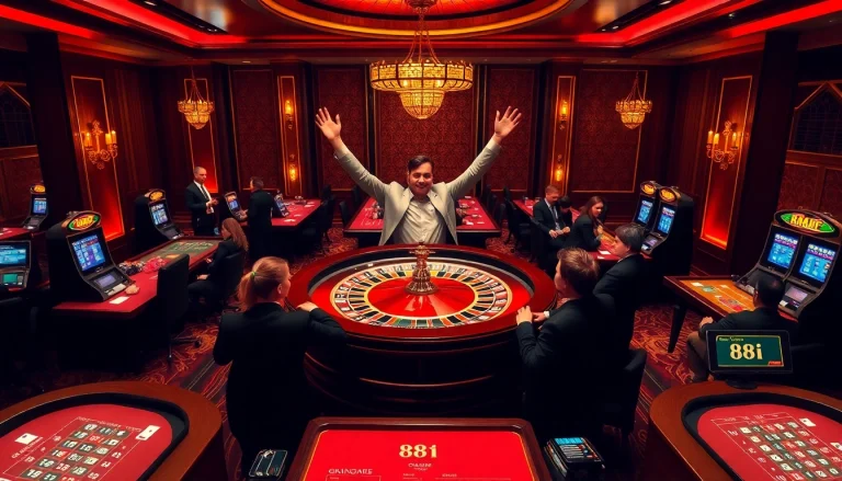 Players strategizing around a luxurious casino table with 88i betting chips, capturing the thrill of gaming.