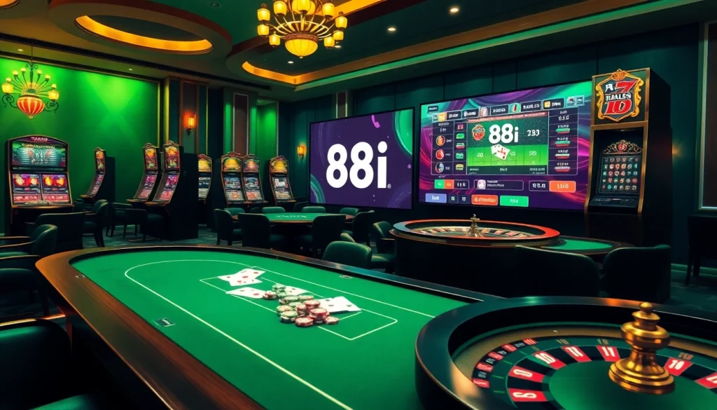 Gamblers enjoying the exciting features of 88i's online casino with vivid gaming interfaces.