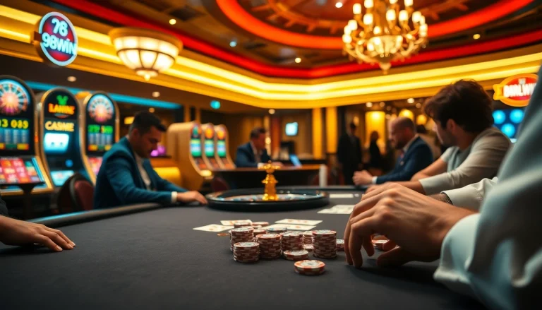 The excitement of casino gaming at link 98win with vibrant poker chips and cards on a professional table.