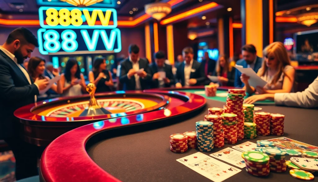 Experience the excitement of gaming at https://88vv.com.de/ with vibrant casino visuals featuring roulette and poker action.