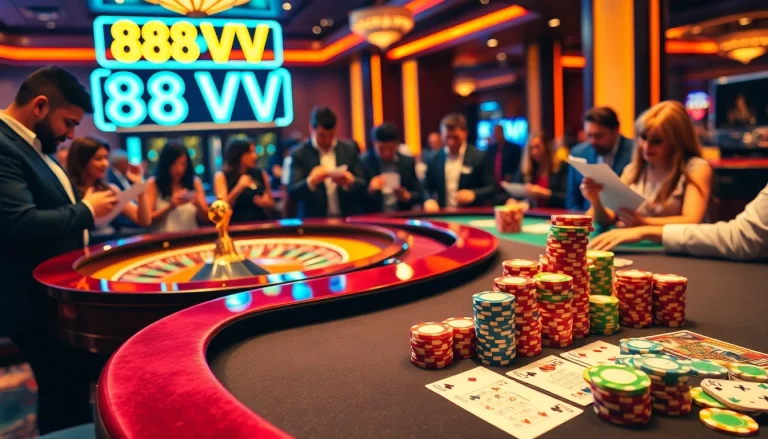 Experience the excitement of gaming at https://88vv.com.de/ with vibrant casino visuals featuring roulette and poker action.
