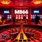 Engaging MB66 casino scene featuring roulette and slot machines in vibrant, luxurious decor.