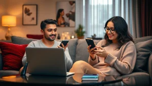 Engaging adults in an NSFW AI chat in a cozy modern environment.