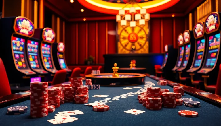 Experience the thrill of winning at EE88 with a captivating casino scene of poker and roulette.