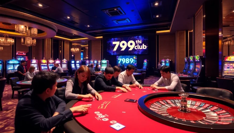 Experience thrilling action at casino tables featuring games from tại 789club, including poker and roulette.