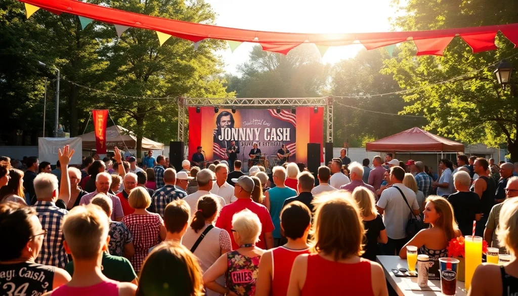 Experience the vibrant atmosphere of the Johnny Cash birthday celebration at johnnycashbirthday.com, filled with live music, fans, and joyful festivities.