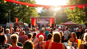 Experience the vibrant atmosphere of the Johnny Cash birthday celebration at johnnycashbirthday.com, filled with live music, fans, and joyful festivities.