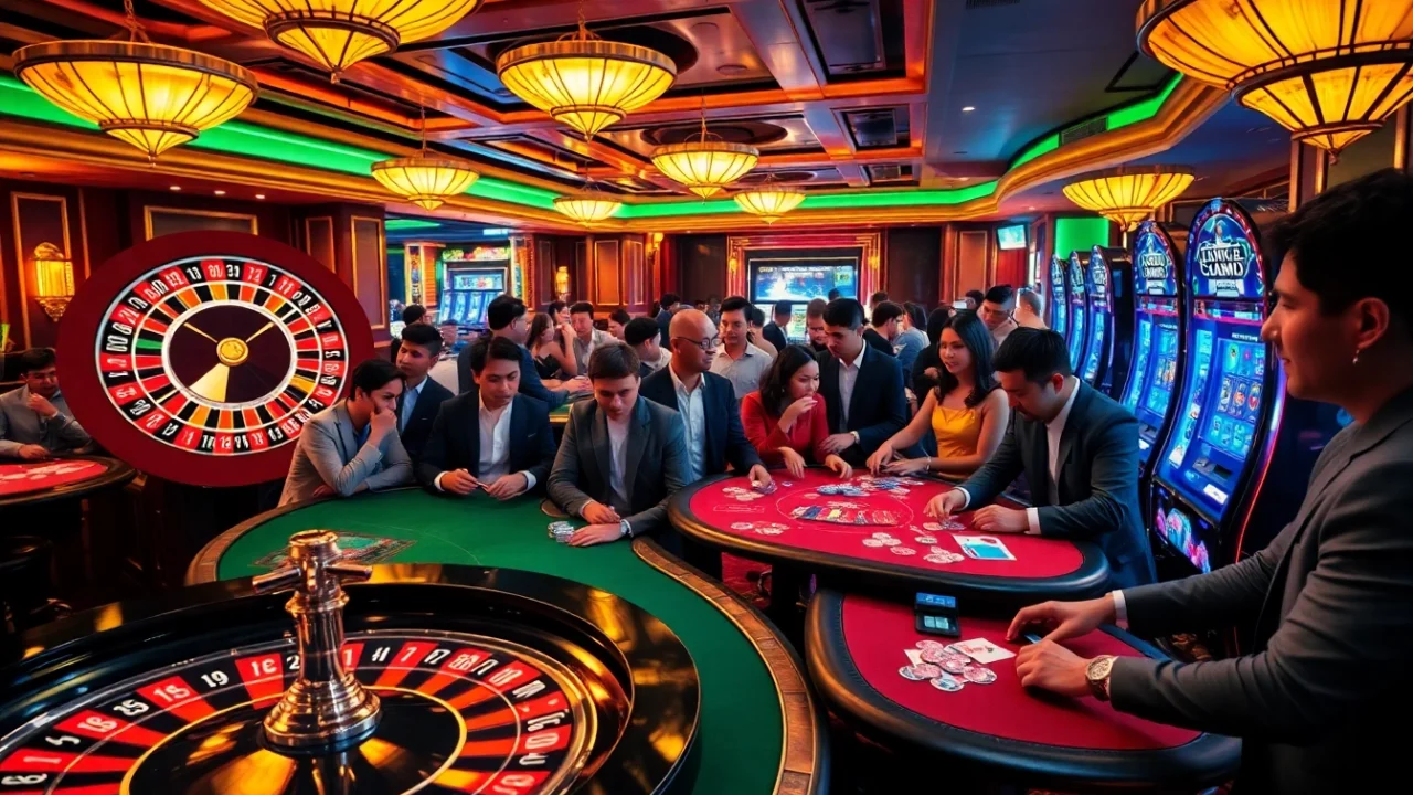 Players enjoying the thrill of strategies at luxury tables in the win55 casino.