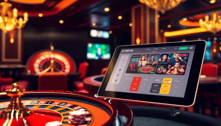Experience the thrill of gambling with OKFUN đăng nhập at a luxurious casino table.