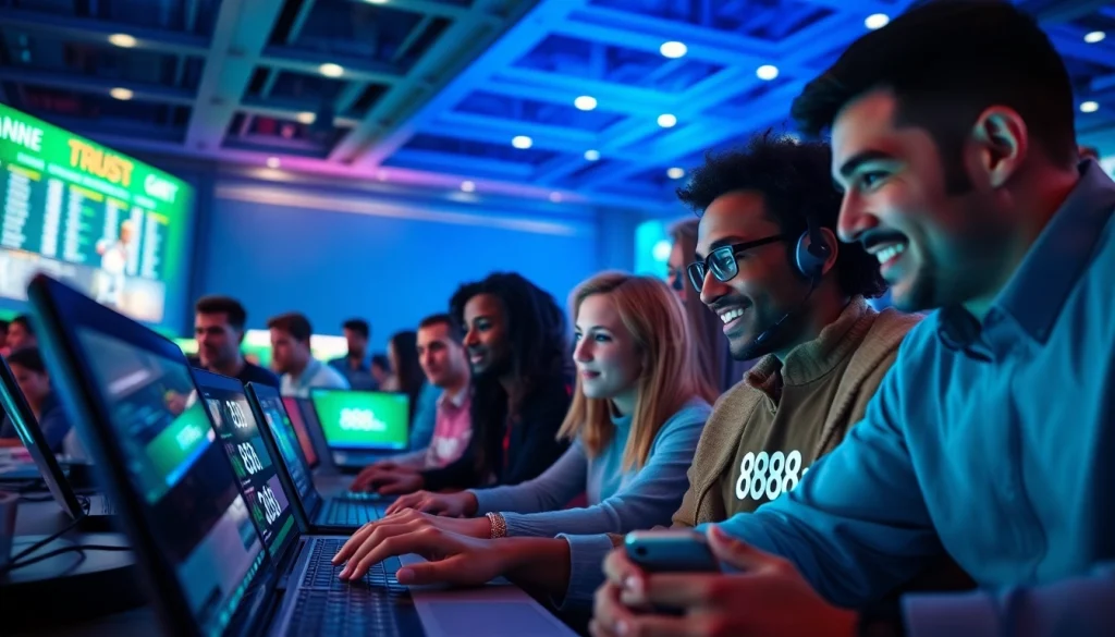 Engaging online sports betting scene featuring 888b.bet, portraying excitement and community.