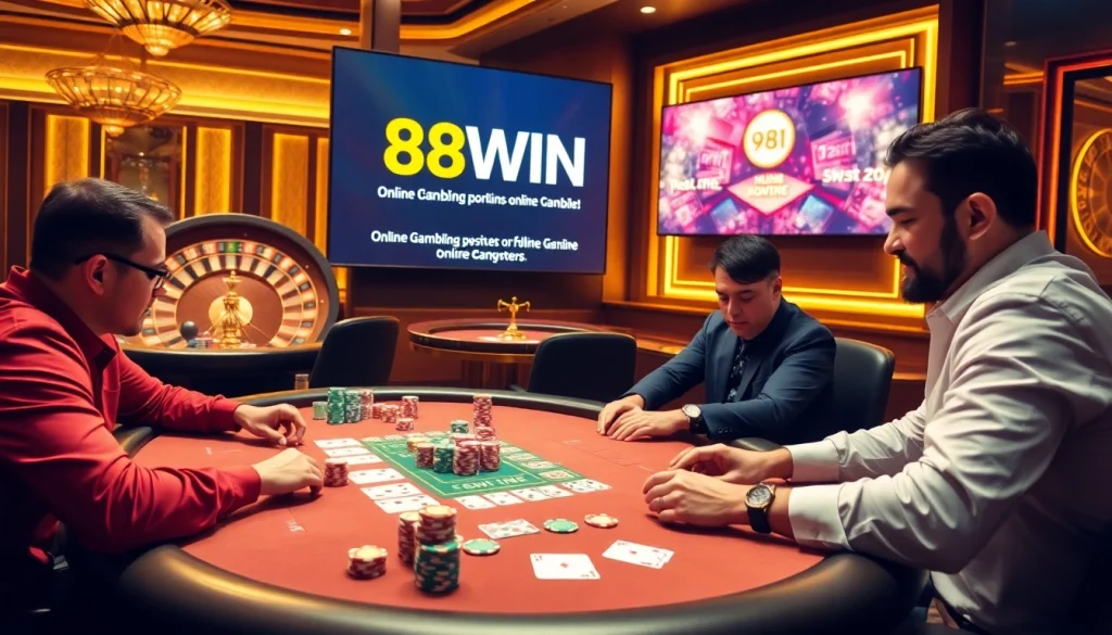 Experience high-stakes poker at 98WIN casino featuring vibrant chips and warm ambiance.