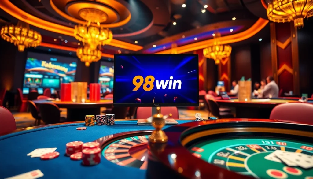 Experience thrilling action with 98win's vibrant casino games and enticing bets.
