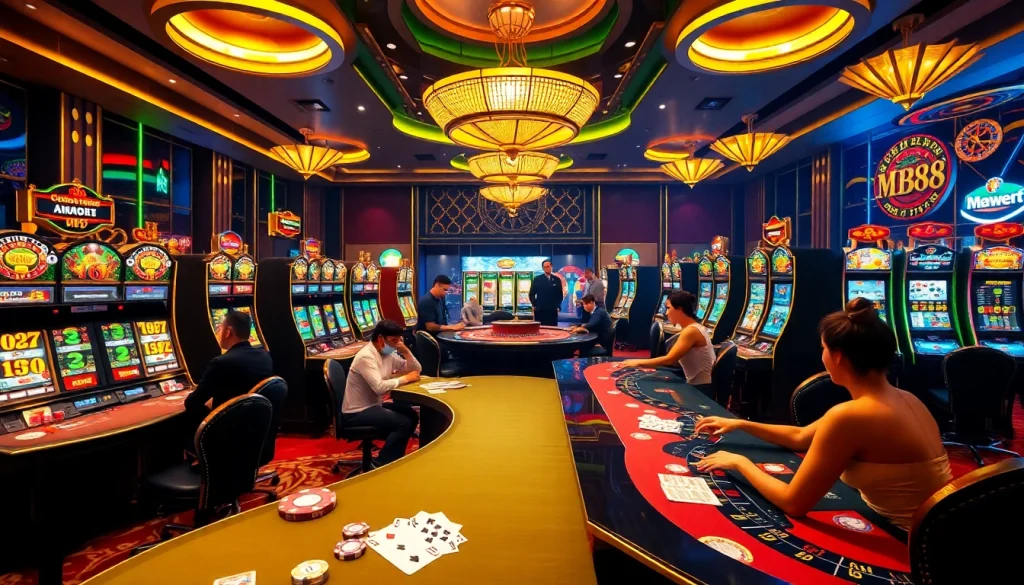 MM88 casino scene showcasing players engaged in exciting games.