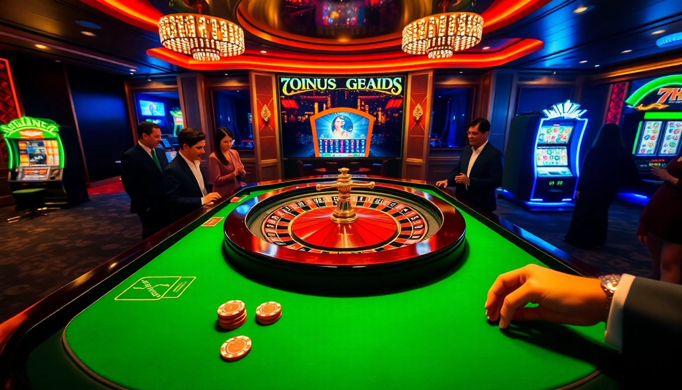 Dynamic casino gaming at Site Oficial 7HH with excitement around roulette and slot machines.