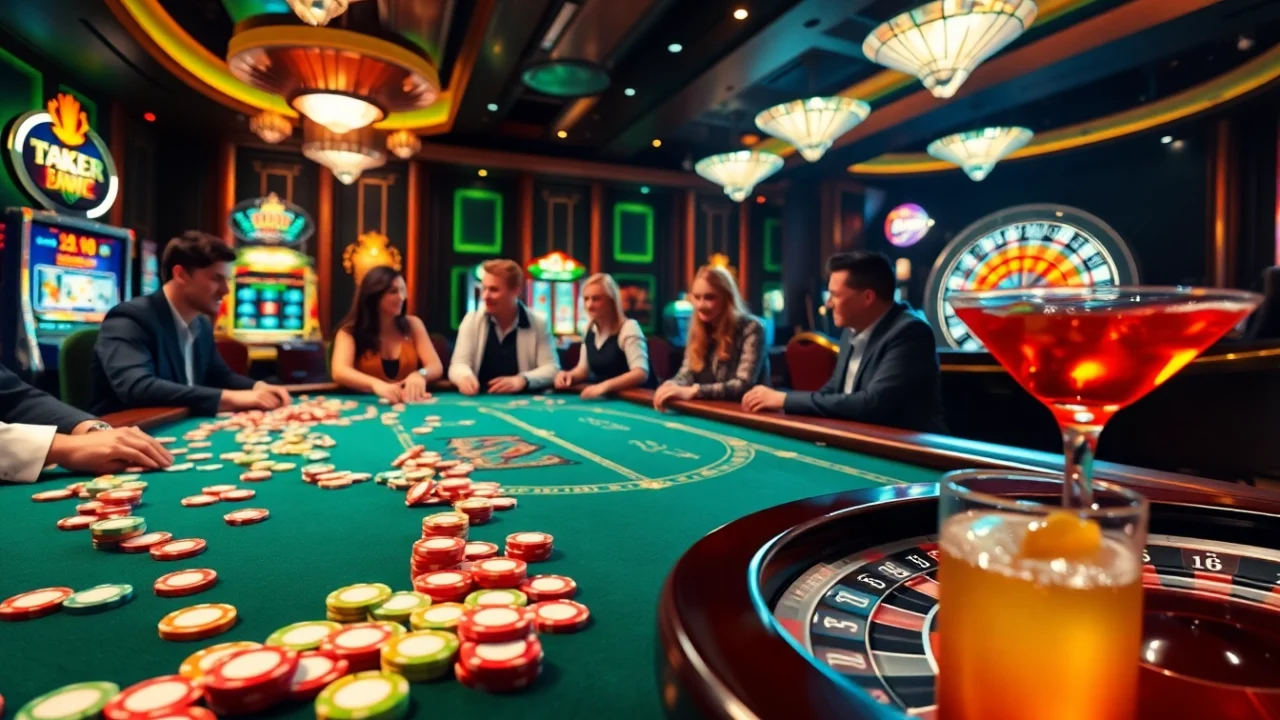 Players engaging with the vibrant casino atmosphere, embodying Link ok8386 excitement.