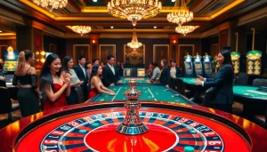Experience thrilling games at https://99wina.org/ with chips flying over the roulette table in a vibrant casino.