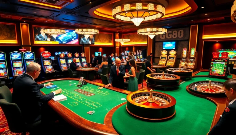 Players winning at GG88 casino tables with vibrant decor and luxurious designs.
