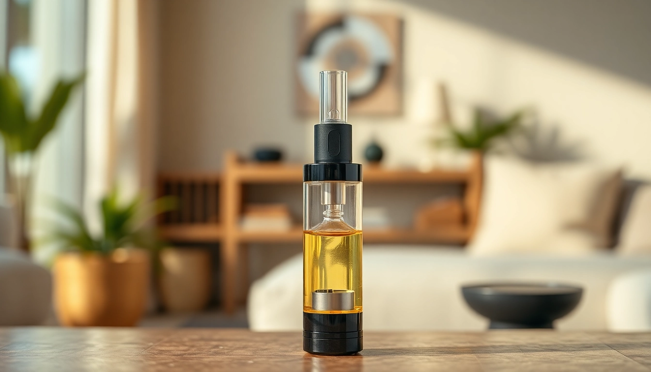 Prefilled vape oil cartridge For Sale UK displayed elegantly with warm lighting.