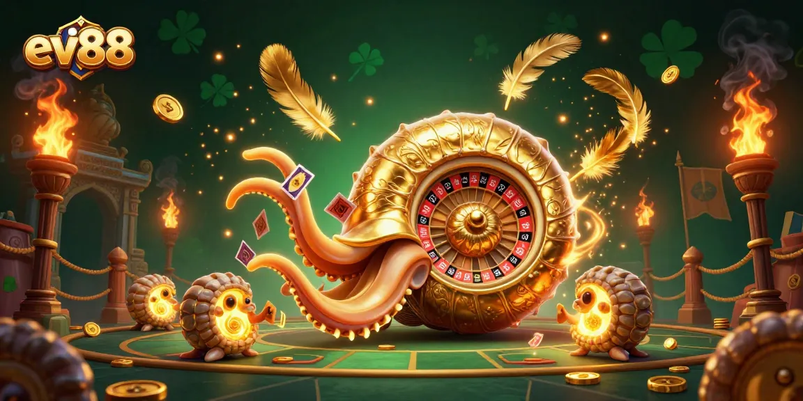 Experience thrilling gameplay at ev88 as ancient giant nautilus delivers cards amidst golden casino excitement.