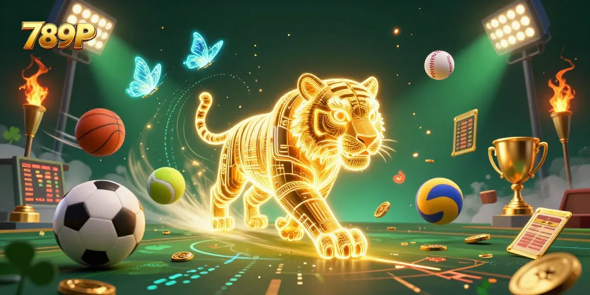 Engage with 789P casino adventures in a vibrant digital landscape, featuring sports balls and golden elements.