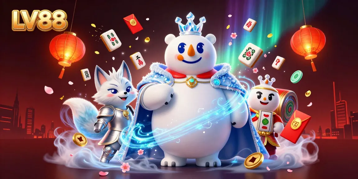 Spin to win at LV88 with captivating characters and lively casino elements in this stunning illustration.