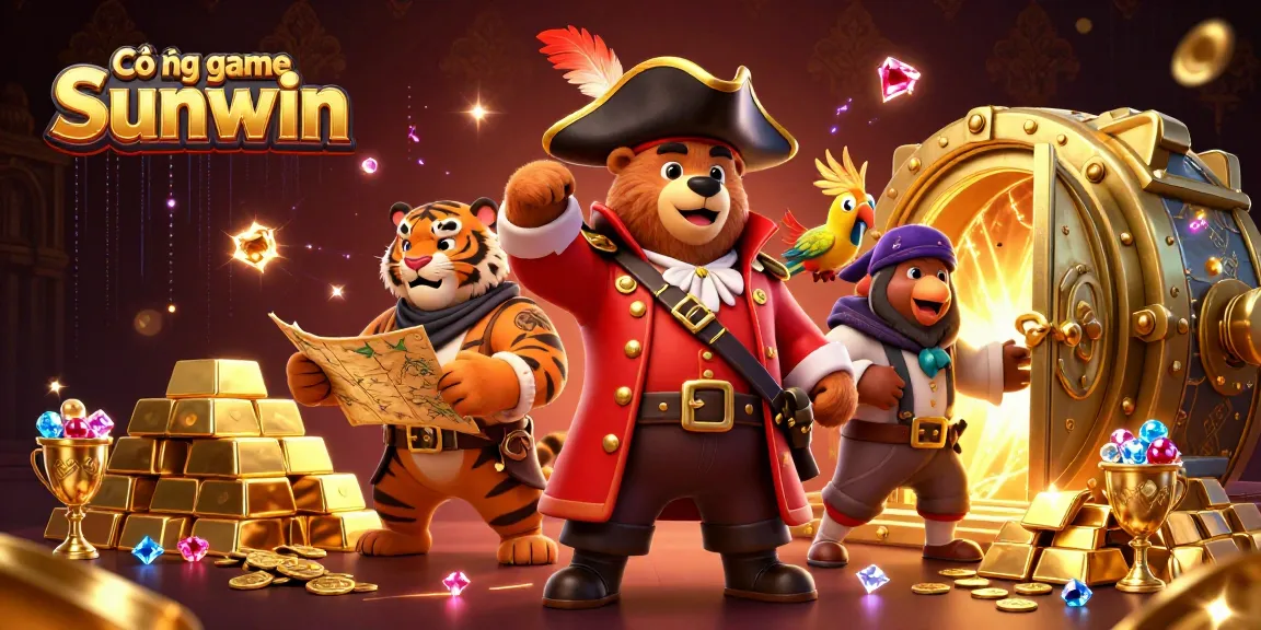 Experience the excitement of Cổng game Sunwin with incredible treasure hunting adventures in this animated scene.