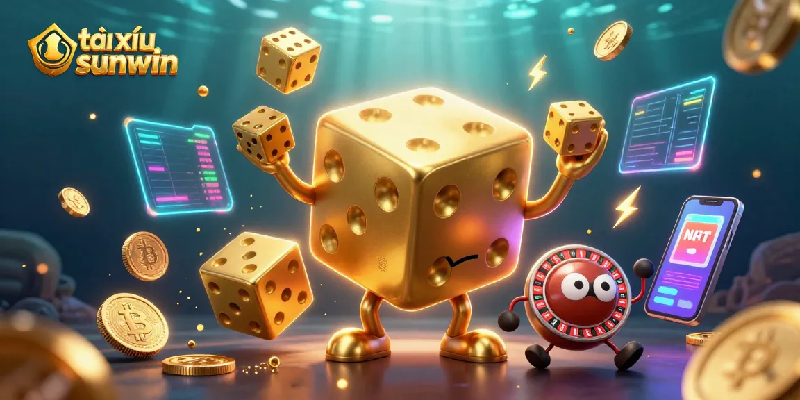 Engage in the thrill of tài xỉu sunwin with dynamic golden dice and cryptocurrency elements.