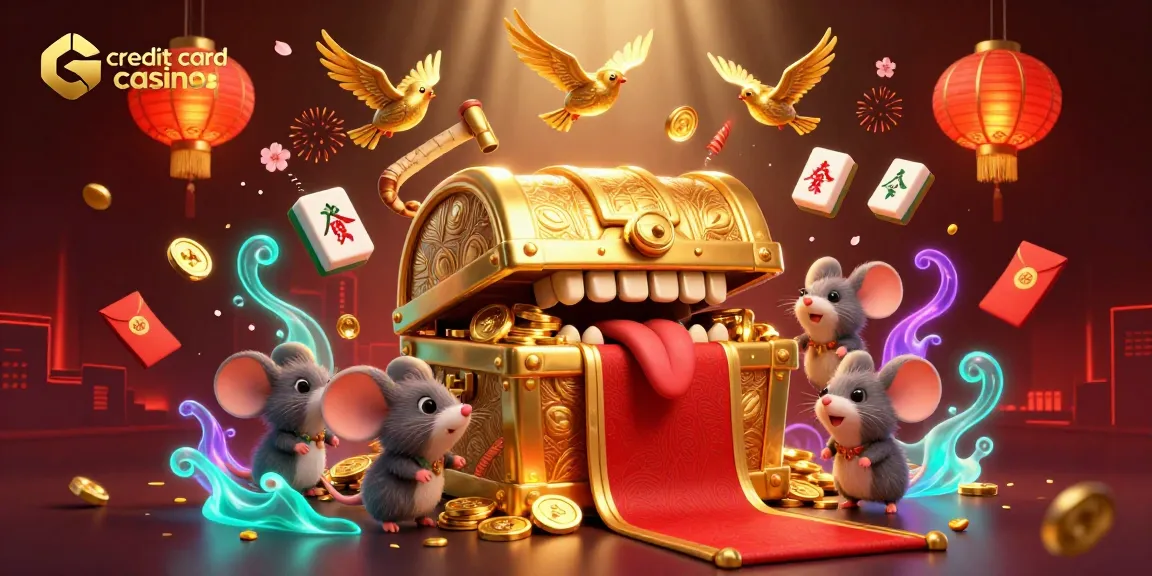 Engage with exciting credit card casinos featuring captivating treasures and gaming symbols.