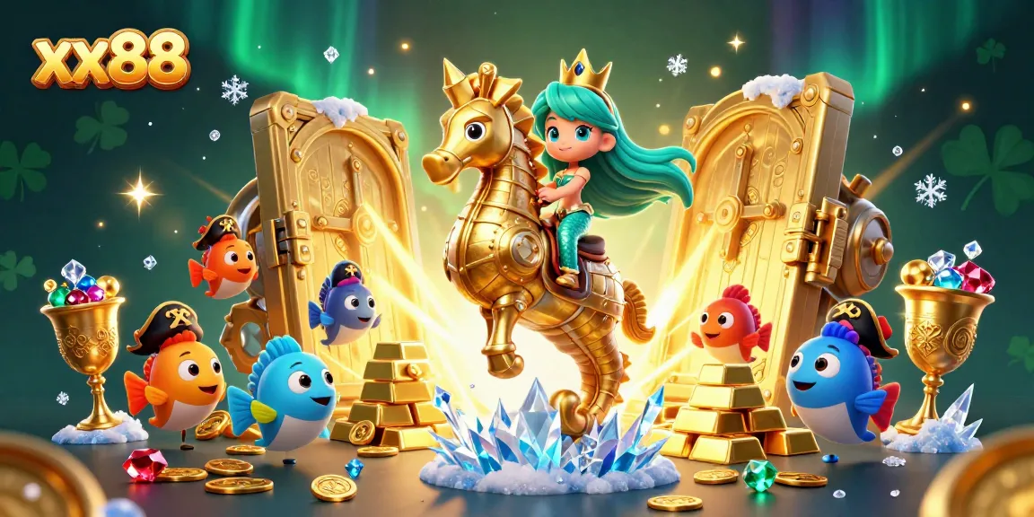 Experience the excitement of xx88 with a vibrant underwater scene featuring a mermaid princess, pirate fish, and treasure.